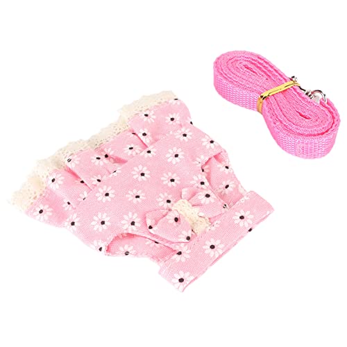 Kaninchen-Kleiderleine, Tragbares Nylon-Zugseil, Verstellbares Kleines Haustiergeschirr, Kleidung Zum Spazierengehen für Meerschweinchen, Rosa, süß (S PINK) von LJCM