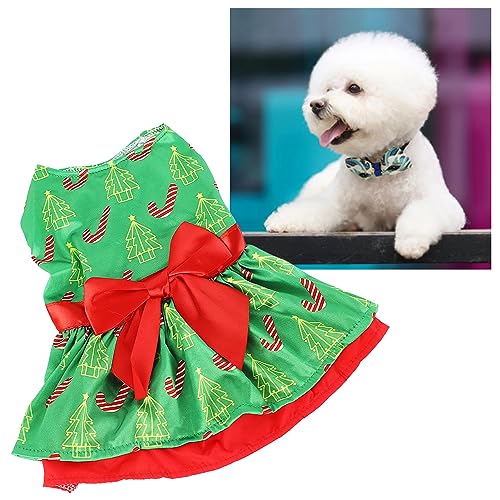 LJCM Hundekleid, Modisch, Niedlich, Weihnachts-Hundekostüm, Weihnachtskleid, Hunde-Weihnachtsbaum-Muster, Welpen-Sommerkleid für die Tägliche Weihnachtsfeier (S) von LJCM