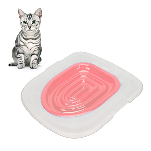 LJCM Katzentoiletten-Trainingsset, Katzentoiletten-Trainingsset, Wiederverwendbarer ABS-Sandkasten, Katzentrainer, Katzentoilettenreinigung, Hygienische (Weißes Tablett, 1 rosa von LJCM