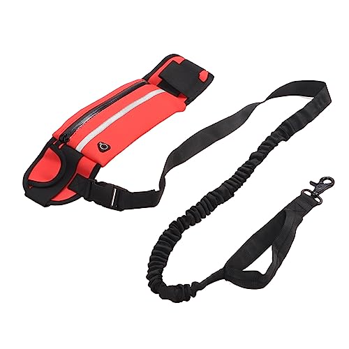 Taillen-Haustier-Laufleine, Reflektierende Mehrzweck-Flexible Hunde-Laufleine-Gürteltasche für den Außenbereich für Heimtierbedarf (Rot) von LJCM