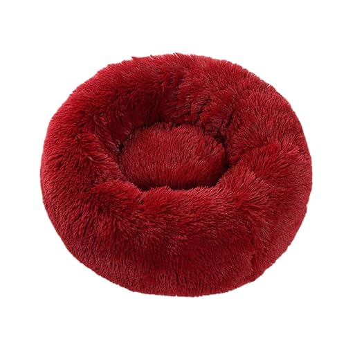 LJWDYS Donut Hundebett Katzenbett, Tragbare Waschbar Haustierbett Für Kleine Und Mittelgroße Hunde Katzen (Color : Red, Size : 100cm) von LJWDYS