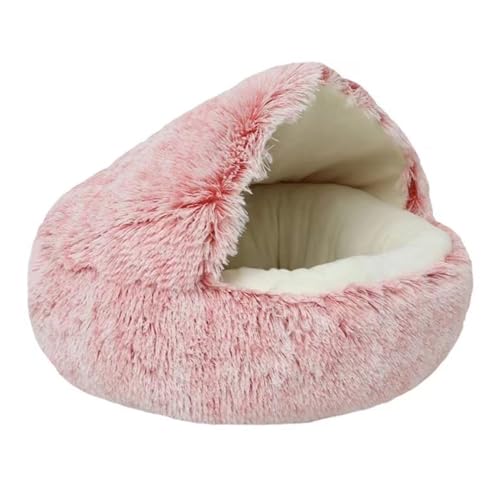 LJWDYS Katzenbett Halbgeschlossenes, Anti Angst Warmer Katzenschlafsack Hundebett für Katzen und Kleine Hunde (Color : Pink-2, Size : S(40cm)) von LJWDYS