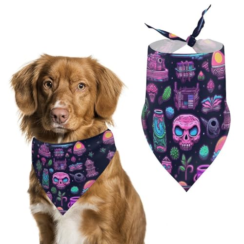 Ein Set von Object Doodles Hundehalstuch, waschbar und verstellbar, Dreieckstuch, atmungsaktiv, Haustier-Schal für kleine, mittelgroße und große Haustiere, niedliches modisches Haustier-Accessoire von LKHDS