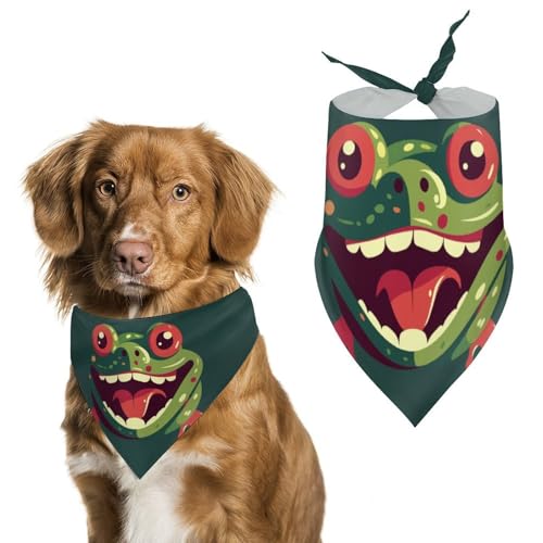 Hundehalstuch, Frosch mit offenem Mund, waschbar und verstellbar, Dreieckstuch, atmungsaktiv, für kleine, mittelgroße und große Haustiere, niedliches modisches Haustierzubehör Hundehalstuch, Frosch mit offenem Mund, waschbar und verstellbar, Dreieckstuch, atmungsaktiv, für kleine, mittelgroße und große Haustiere, niedliches modisches Haustierzubehör von LKHDS