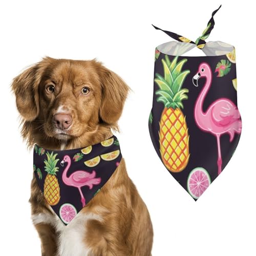 Hundehalstuch, Motiv: Ananas, Banane, Flamingo, waschbar, verstellbar, Dreieckstuch, atmungsaktiv, für kleine, mittelgroße und große Haustiere, niedliches modisches Haustierzubehör von LKHDS