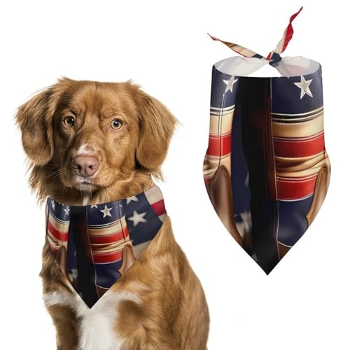 Hundehalstuch, Motiv: Flagge mit Cowboystiefeln, waschbar und verstellbar, atmungsaktiv, Haustierschal für kleine, mittelgroße und große Haustiere, niedliches modisches Haustierzubehör Hundehalstuch, Motiv: Flagge mit Cowboystiefeln, waschbar und verstellbar, atmungsaktiv, Haustierschal für kleine, mittelgroße und große Haustiere, niedliches modisches Haustierzubehör von LKHDS