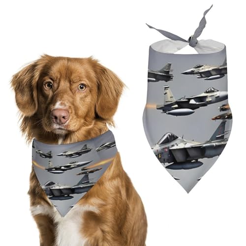 Hundehalstuch, Motiv: Flugzeugjets, waschbar, verstellbar, Dreieckstuch, atmungsaktiv, für kleine, mittelgroße und große Haustiere, niedliches modisches Haustierzubehör Hundehalstuch, Motiv: Flugzeugjets, waschbar, verstellbar, Dreieckstuch, atmungsaktiv, für kleine, mittelgroße und große Haustiere, niedliches modisches Haustierzubehör von LKHDS