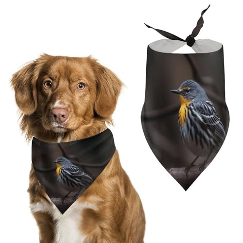 Hundehalstuch, Motiv: Vogel sitzend auf Ast, waschbar und verstellbar, dreieckig, atmungsaktiv, für kleine, mittelgroße und große Haustiere, niedliches modisches Haustierzubehör Hundehalstuch, Motiv: Vogel sitzend auf Ast, waschbar und verstellbar, dreieckig, atmungsaktiv, für kleine, mittelgroße und große Haustiere, niedliches modisches Haustierzubehör von LKHDS
