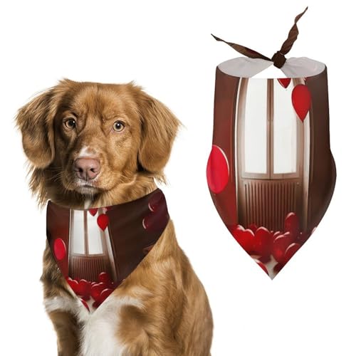 Hundehalstuch, Motiv: rote Luftballons im Zimmer, waschbar und verstellbar, dreieckig, atmungsaktiv, für kleine, mittelgroße und große Haustiere, niedliches modisches Haustierzubehör Hundehalstuch, Motiv: rote Luftballons im Zimmer, waschbar und verstellbar, dreieckig, atmungsaktiv, für kleine, mittelgroße und große Haustiere, niedliches modisches Haustierzubehör von LKHDS