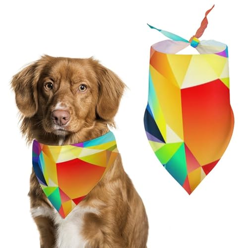 Hundehalstuch, Regenbogen, geometrisch, waschbar und verstellbar, dreieckig, atmungsaktiv, für kleine, mittelgroße und große Haustiere, niedliches modisches Haustierzubehör Hundehalstuch, Regenbogen, geometrisch, waschbar und verstellbar, dreieckig, atmungsaktiv, für kleine, mittelgroße und große Haustiere, niedliches modisches Haustierzubehör von LKHDS