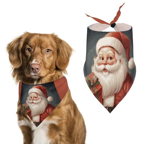Hundehalstuch, Weihnachtsmann mit Box, waschbar, verstellbar, Dreieckstuch, atmungsaktiv, für kleine, mittelgroße und große Haustiere, niedliches modisches Haustierzubehör Hundehalstuch, Weihnachtsmann mit Box, waschbar, verstellbar, Dreieckstuch, atmungsaktiv, für kleine, mittelgroße und große Haustiere, niedliches modisches Haustierzubehör von LKHDS