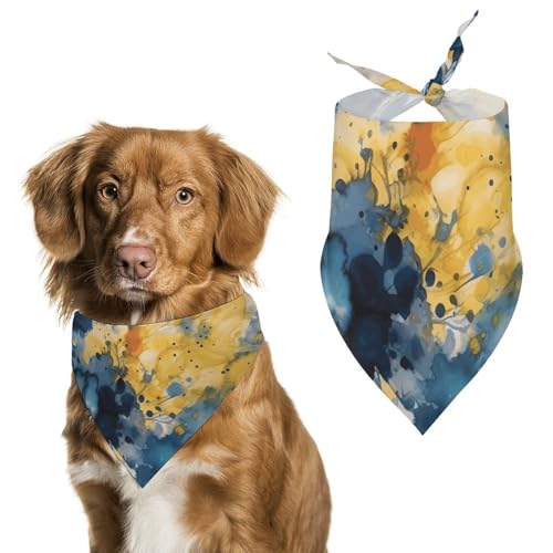 Hundehalstuch, waschbar und verstellbar, dreieckig, atmungsaktiv, für kleine, mittelgroße und große Haustiere, niedliches modisches Haustier-Accessoire, Blau und Gelb Hundehalstuch, waschbar und verstellbar, dreieckig, atmungsaktiv, für kleine, mittelgroße und große Haustiere, niedliches modisches Haustier-Accessoire, Blau und Gelb von LKHDS