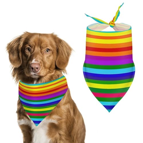 Hundehalstuch mit Regenbogenmuster, waschbar und verstellbar, Dreieckstuch, atmungsaktiv, für kleine, mittelgroße und große Haustiere, niedliches modisches Haustierzubehör Hundehalstuch mit Regenbogenmuster, waschbar und verstellbar, Dreieckstuch, atmungsaktiv, für kleine, mittelgroße und große Haustiere, niedliches modisches Haustierzubehör von LKHDS