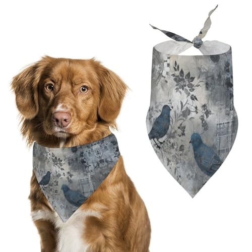 Hundehalstuch mit Vogelmuster, waschbar und verstellbar, Dreieckstuch, atmungsaktiv, für kleine, mittelgroße und große Haustiere, niedliches modisches Haustierzubehör Hundehalstuch mit Vogelmuster, waschbar und verstellbar, Dreieckstuch, atmungsaktiv, für kleine, mittelgroße und große Haustiere, niedliches modisches Haustierzubehör von LKHDS
