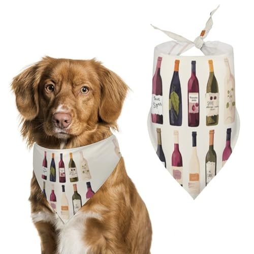 Hundehalstuch mit niedlichem Weinflaschenmotiv, waschbar und verstellbar, atmungsaktiv, für kleine, mittelgroße und große Haustiere, niedliches modisches Haustierzubehör Hundehalstuch mit niedlichem Weinflaschenmotiv, waschbar und verstellbar, atmungsaktiv, für kleine, mittelgroße und große Haustiere, niedliches modisches Haustierzubehör von LKHDS