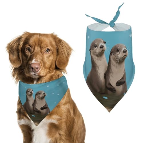 Hundehalstuch mit zwei Wasserfaultieren, waschbar und verstellbar, dreieckig, atmungsaktiv, für kleine, mittelgroße und große Haustiere, niedliches modisches Haustierzubehör Hundehalstuch mit zwei Wasserfaultieren, waschbar und verstellbar, dreieckig, atmungsaktiv, für kleine, mittelgroße und große Haustiere, niedliches modisches Haustierzubehör von LKHDS
