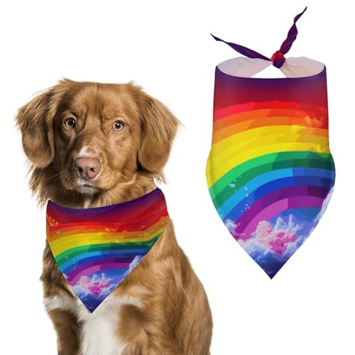 Regenbogen-Hundehalstuch, waschbar und verstellbar, dreieckig, atmungsaktiv, für kleine, mittelgroße und große Haustiere, niedliches modisches Haustierzubehör von LKHDS