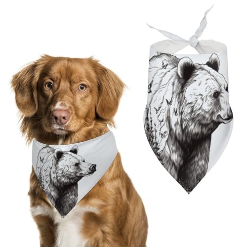 Wildlife Handgezeichneter Bär, Tier, Hund, Halstuch, waschbar, verstellbar, Dreieckstuch, atmungsaktiv, Haustier-Schal für kleine, mittelgroße und große Haustiere, niedliches modisches Haustierzubehör Wildlife Handgezeichneter Bär, Tier, Hund, Halstuch, waschbar, verstellbar, Dreieckstuch, atmungsaktiv, Haustier-Schal für kleine, mittelgroße und große Haustiere, niedliches modisches Haustierzubehör von LKHDS