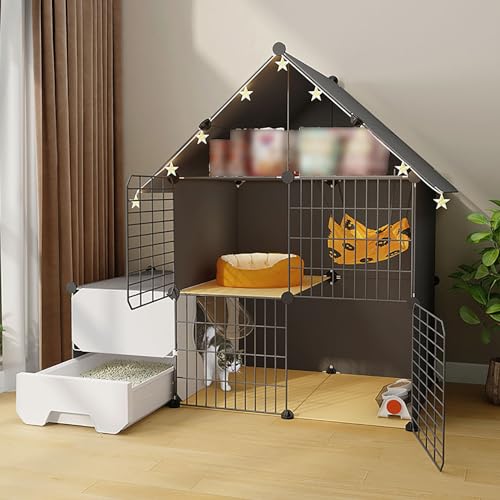 Großer Katzenkäfig mit Stauraum, Katzenkäfig für Katzen im Innenbereich, DIY-Katzenkäfig-Balkon, Robust und Langlebig, Leicht zu Reinigen, mit Befestigungsschnalle (Color : Luxury, Size : 109x39x109 von LKPMGOA