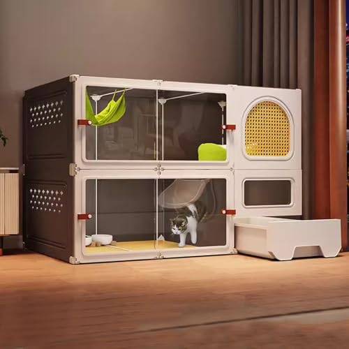 LKPMGOA Katzenhütten für Hauskatzen mit Katzentoilette, Katzenkäfige, Katzengehege für Drinnen, DIY-Design, Übungsplatz, Ideal für 1–3 Katzen(104x45x70cm) von LKPMGOA