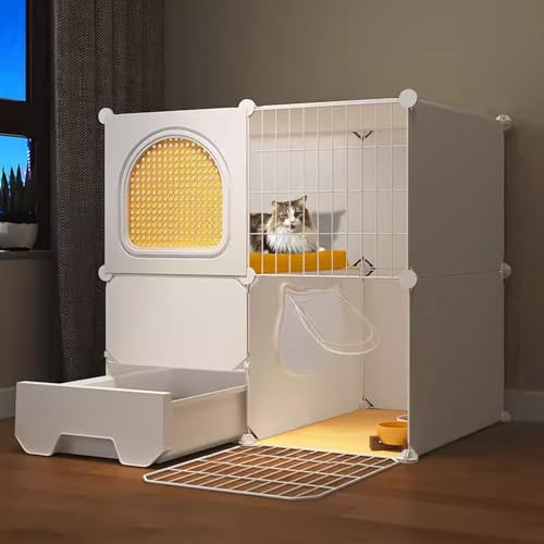 LKPMGOA Katzenkäfig, Katzengehege für Den Innenbereich, DIY-Katzenlaufstall, Dickes Material, Leicht zu Reinigen, für 1–2 Katzen(73x47x71cm) von LKPMGOA