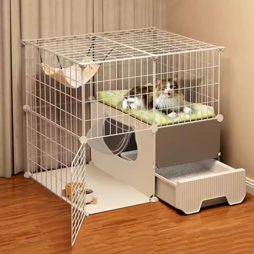 LKPMGOA Katzenkäfig, Katzengehege für Den Innenbereich, DIY-Katzenlaufstall, Katzenkäfig mit Dichtem Metalldraht, Katzenparadies, Einfache Reinigung Durch Abspülen(70x35x70cm) von LKPMGOA