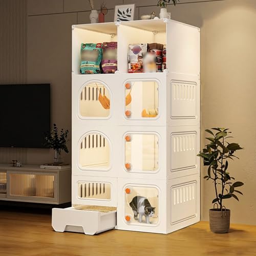 LKPMGOA Katzenkäfig für Drinnen, Katzenkäfig für Kätzchen, Katzengehege, Katzengehege für Drinnen, mit Katzentoilette, Leicht zu Reinigen(70x45x140cm) von LKPMGOA