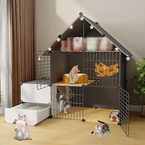 Katzenkäfig für den Innenbereich mit Katzentoilette, DIY-katzengehege, mit Dachvorsprüngen. Gegenstände, die Aufbewahrt Werden Können, Leicht zu Reinigen ( Color : Package B , Size : 109x39x109cm ) von LKPMGOA