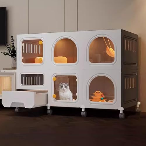 Katzenkäfig für den Innenbereich mit Katzentoilette, Katzengehege zum Selbermachen, Tür mit Schloss, PP-Platte Kann mit Wasser Gewaschen Werden (Size : 106x46x71cm) von LKPMGOA