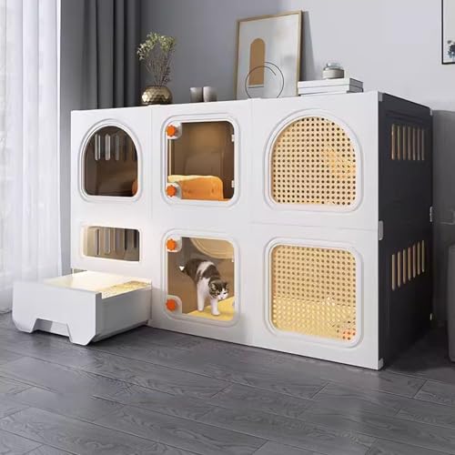 LKPMGOA Katzenkäfige für Hauskatzen, Katzenkäfig mit Katzentoilette, Erweiterter Vertikaler Raum, Atmungsaktiv und Komfortabel(Grey,106x46x71cm) von LKPMGOA