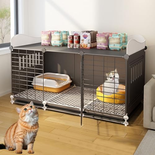 LKPMGOA Katzenkäfige für den Innenbereich mit Ausziehbaren Ablagen, DIY-Katzengehege, Verschlüsselte Fußpolster Verhindern EIN Festklemmen, Türen Abschließbar(105 * 45 * 52cm) von LKPMGOA