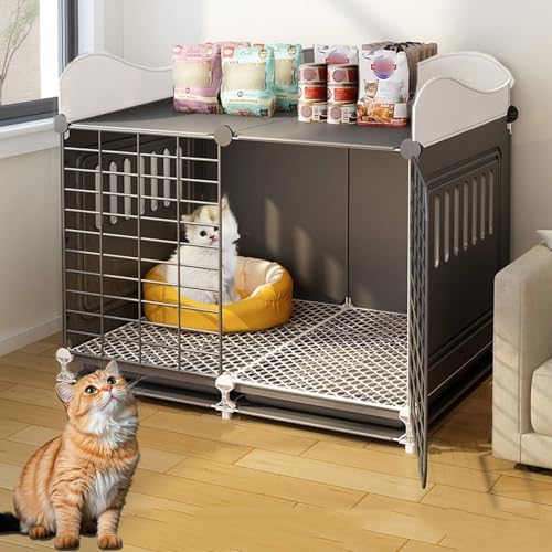 Katzenkäfige für den Innenbereich mit Ausziehbaren Ablagen, DIY-Katzengehege, Verschlüsselte Fußpolster Verhindern EIN Festklemmen, Türen Abschließbar(70 * 45 * 52cm) von LKPMGOA