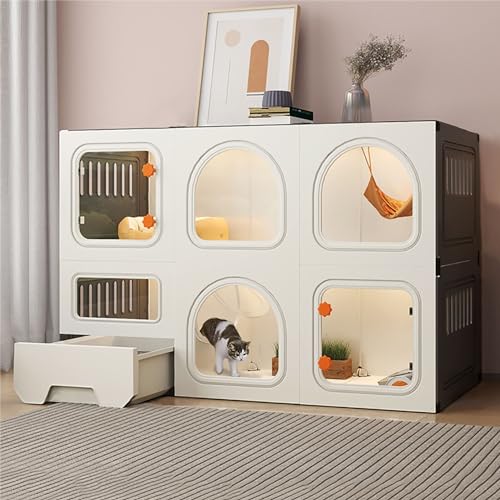 LKPMGOA Geräumige 2/3-stöckige Katzentransportbox, Katzenkäfig mit Katzentoilette, PVC-Platte, Leicht zu Waschen, Stabil und Langlebig (Size : B-106x46x71cm) von LKPMGOA