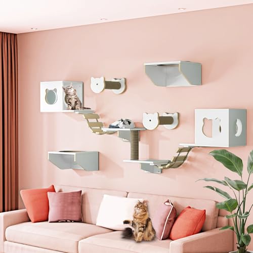 LKPMGOA Große Katzen Kletterwand Set, Katzenwandparkour, Verdickte und Verbreiterte Platte, Erweiterter Platz, Selbermachen(11pcs) von LKPMGOA