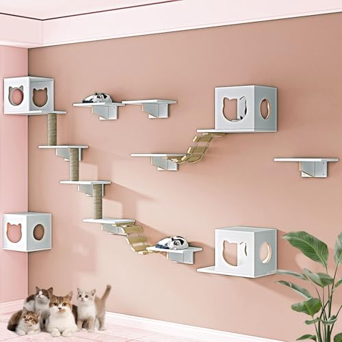 LKPMGOA Große Katzen Kletterwand Set, Katzenwandparkour, Verdickte und Verbreiterte Platte, Erweiterter Platz, Selbermachen(17pcs) von LKPMGOA
