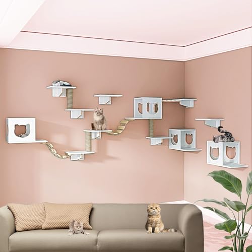 LKPMGOA Große Katzen Kletterwand Set, Katzenwandparkour, Verdickte und Verbreiterte Platte, Erweiterter Platz, Selbermachen(18pcs) von LKPMGOA