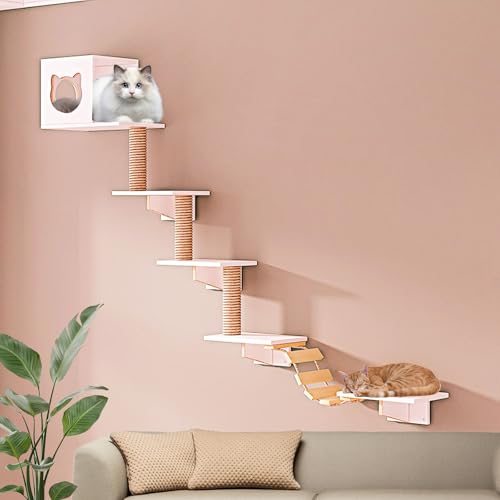 LKPMGOA Große Katzen Kletterwand Set, Katzenwandparkour, Verdickte und Verbreiterte Platte, Erweiterter Platz, Selbermachen(9-1pcs) von LKPMGOA