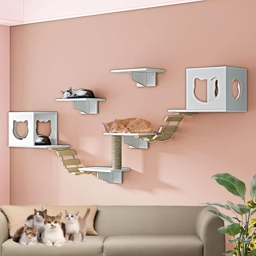 LKPMGOA Große Katzen Kletterwand Set, Katzenwandparkour, Verdickte und Verbreiterte Platte, Erweiterter Platz, Selbermachen(9-2pcs) von LKPMGOA