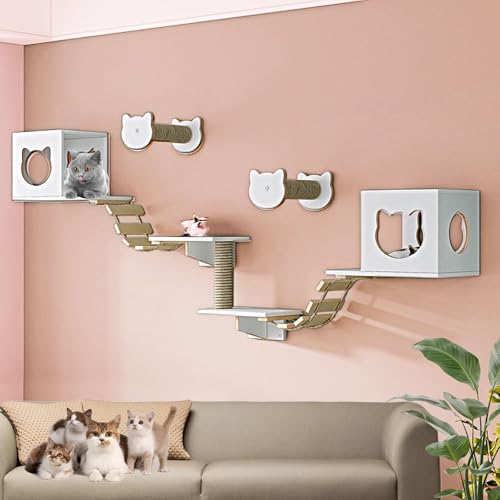 LKPMGOA Große Katzen Kletterwand Set, Katzenwandparkour, Verdickte und Verbreiterte Platte, Erweiterter Platz, Selbermachen(9-3pcs) von LKPMGOA