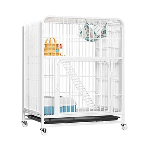 LKPMGOA Großer Katzenkäfig für Drinnen, Katzengehege aus Metall, Katzenkfig für Drinnen, mit Türschloss, Verschlüsseltem Netzpolster(White,78x55x100cm) von LKPMGOA