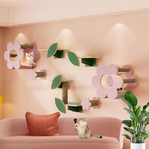 LKPMGOA Katzen Kletterwand, Kratzbaum Wand Wandmöbel, für Die Wand, Zum Klettern, Spielen, Nickerchen und Kratzen(9-1pcs) von LKPMGOA