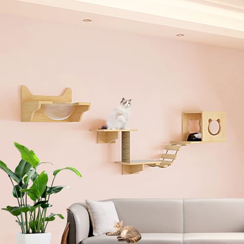 LKPMGOA Katzen Kletterwand Set, Katzen Wand Liegeplatz, Katzenregale, Verstärkte Platte, zum Schlafen, Spielen, Klettern, Kratzen(6pcs) von LKPMGOA