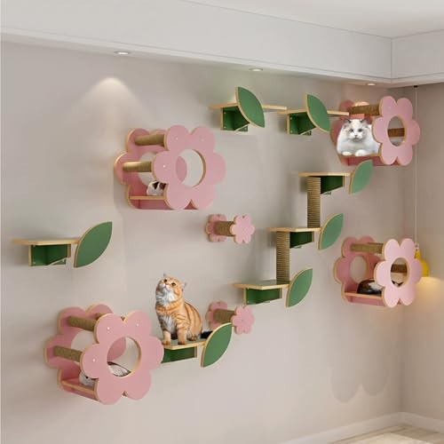 LKPMGOA Katzen Kletterwand Set, Modernes Katzenmöbel-Set zur Wandmontage, Verdickte Platte, Platzsparend, Einfach zu Montieren(15pcs) von LKPMGOA