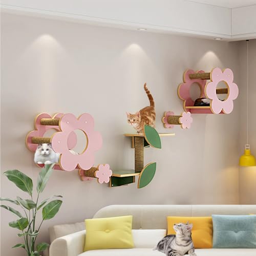 LKPMGOA Katzen Kletterwand Set, Modernes Katzenmöbel-Set zur Wandmontage, Verdickte Platte, Platzsparend, Einfach zu Montieren(7pcs) von LKPMGOA