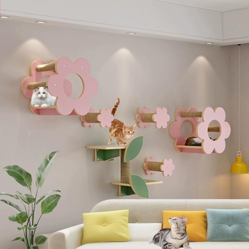 LKPMGOA Katzen Kletterwand Set, Modernes Katzenmöbel-Set zur Wandmontage, Verdickte Platte, Platzsparend, Einfach zu Montieren(8pcs) von LKPMGOA