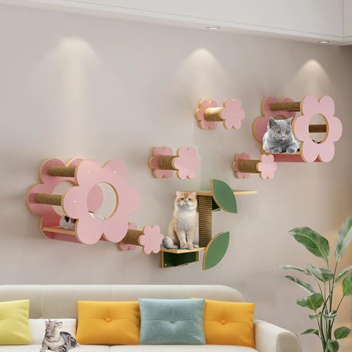 LKPMGOA Katzen Kletterwand Set, Modernes Katzenmöbel-Set zur Wandmontage, Verdickte Platte, Platzsparend, Einfach zu Montieren(9-2pcs) von LKPMGOA