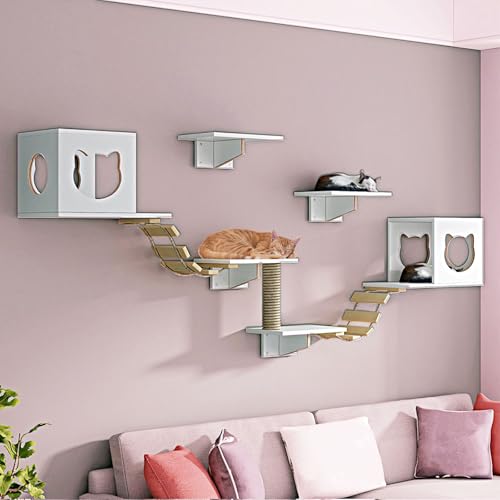 LKPMGOA Katzen Wand Klettern, Kratzbaum Wand mit Kratzbäumen, Verbreiterung der Plattform, Unterboden Verstärkt, Platz Sparen(9-2pcs) von LKPMGOA