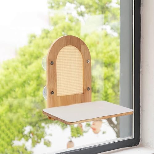 LKPMGOA Katzen-Wandregal, Kletterwand Katze Eck-Kletterregal, Sitzstangen, Katzenregal, Saugnapfhalterung, Tragkraft 20 Kg(45.5 * 40cm) von LKPMGOA