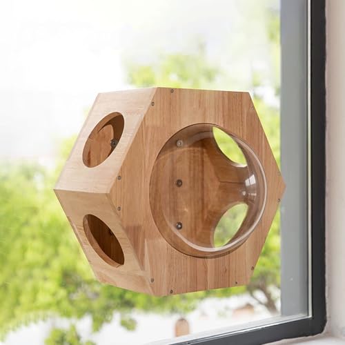 LKPMGOA Katzen-Wandregal, Kletterwand Katze Eck-Kletterregal, Sitzstangen, Katzenregal, Saugnapfhalterung, Tragkraft 20 Kg(51 * 44cm) von LKPMGOA