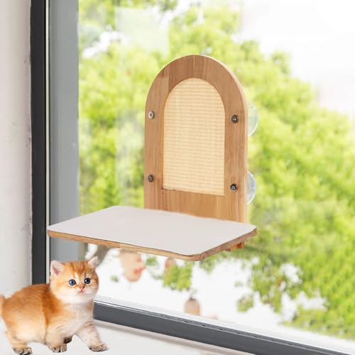 LKPMGOA Katzen-Wandregal, Platzsparendes Wandmöbel zum Ausruhen, Abgerundete und Glatte Ecken, Saugnapfhalterung, 20 Kg Belastbar(45.5 * 40cm) von LKPMGOA